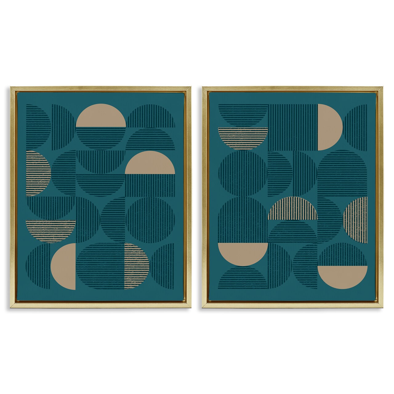 Stupell Industries Minimalist Teal Geometric 2 pc Framed Floater Canvas Wall Art Set Design by Vision Studio